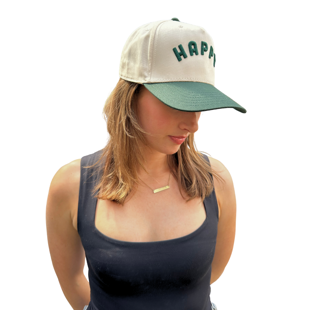 green happy two tone hat