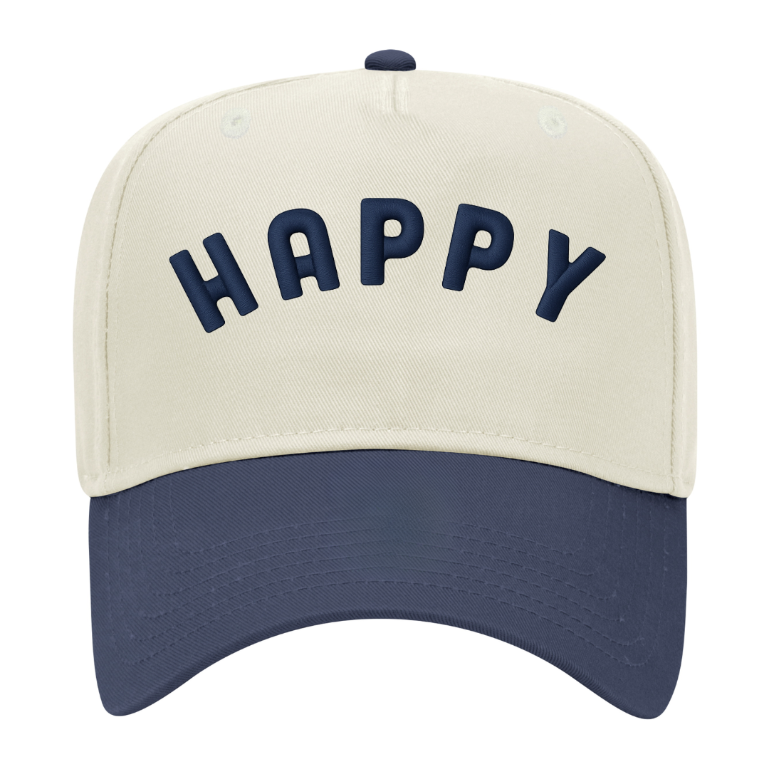 navy happy two-tone hat