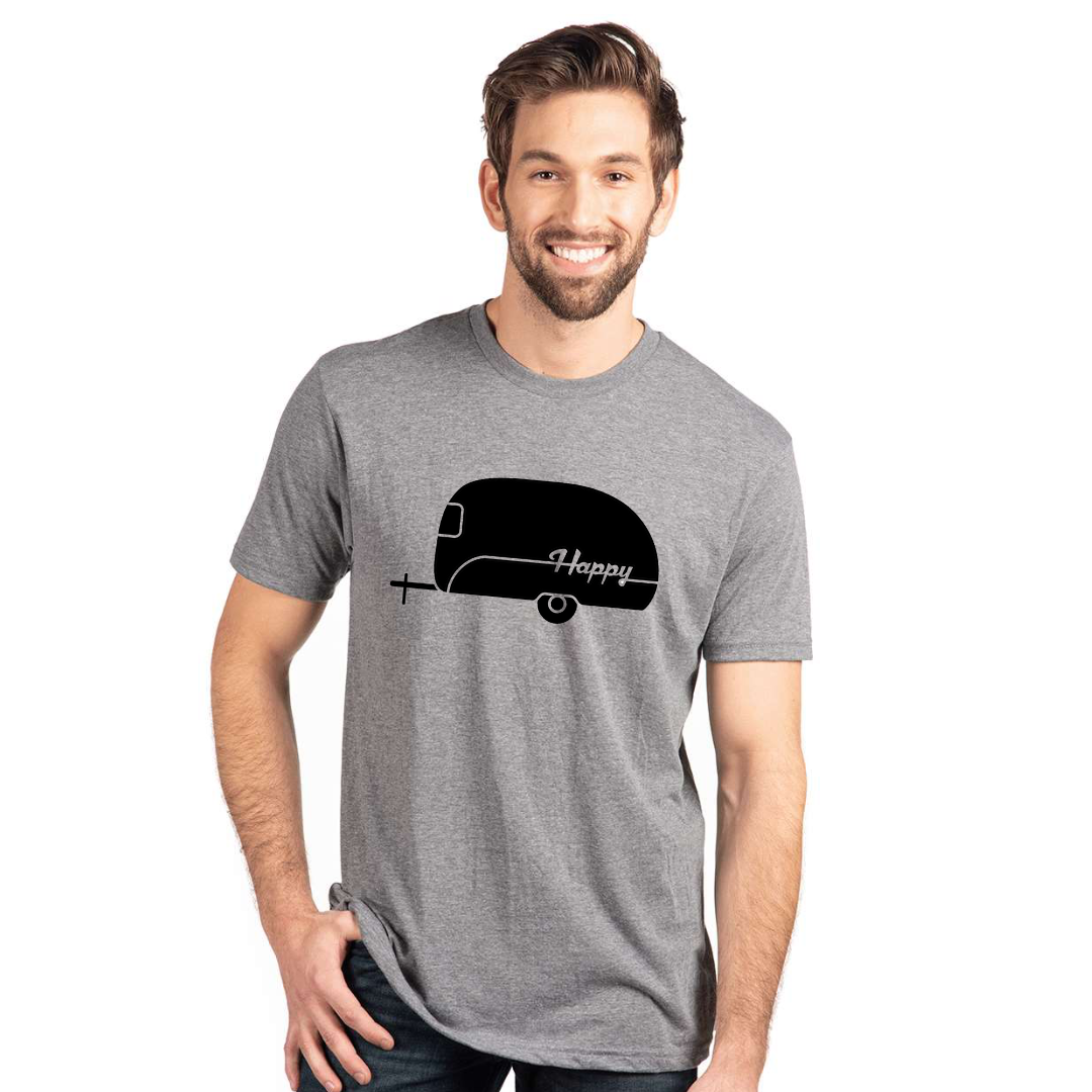 grey happy camper logo tee