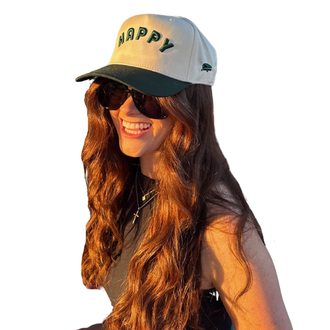 green happy two tone hat