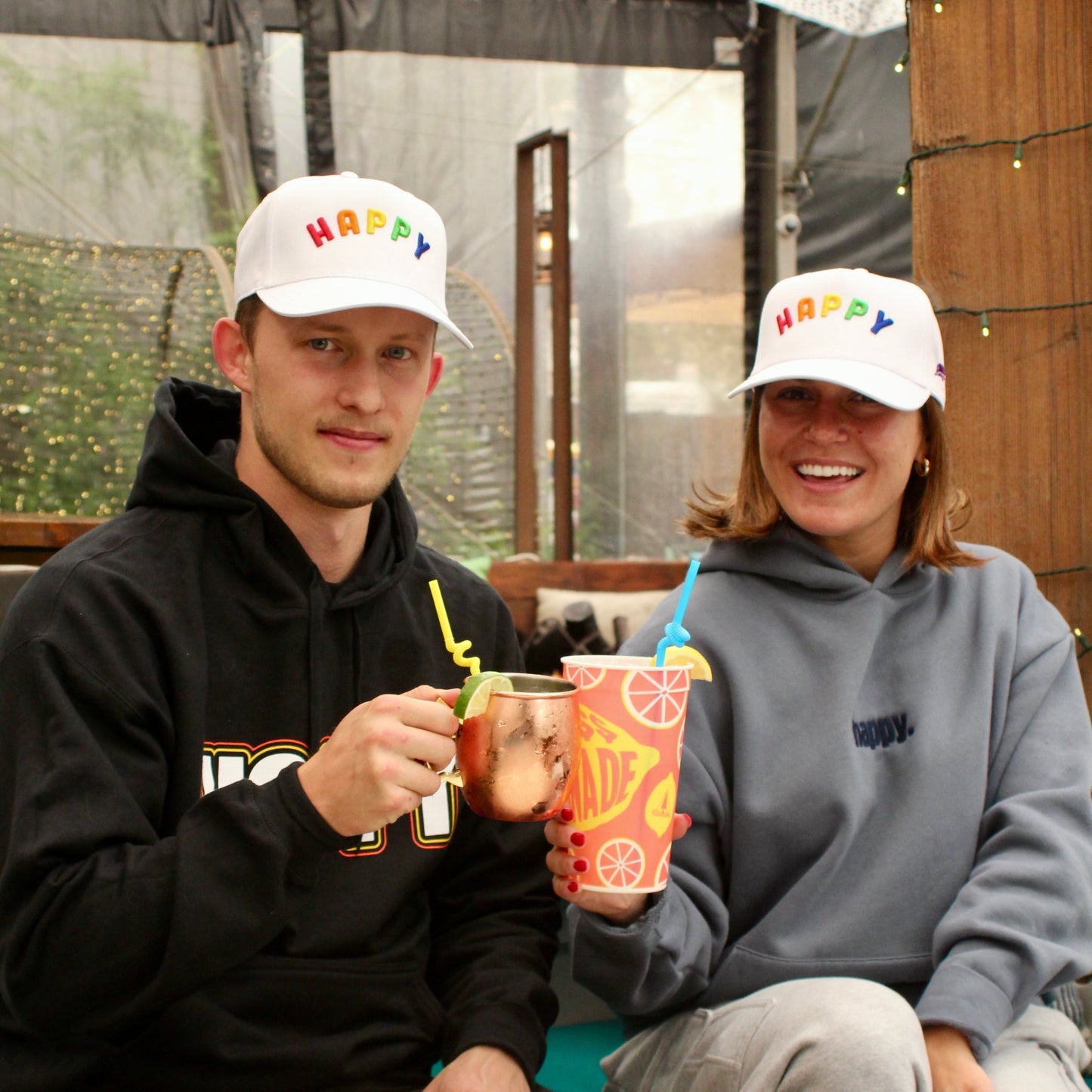 rainbow happy hat