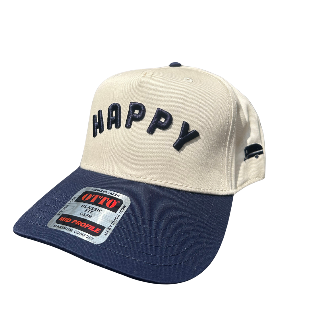 navy happy two-tone hat