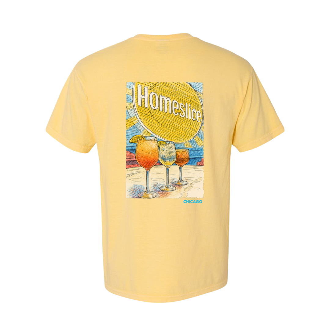 yellow homeslice mural tee