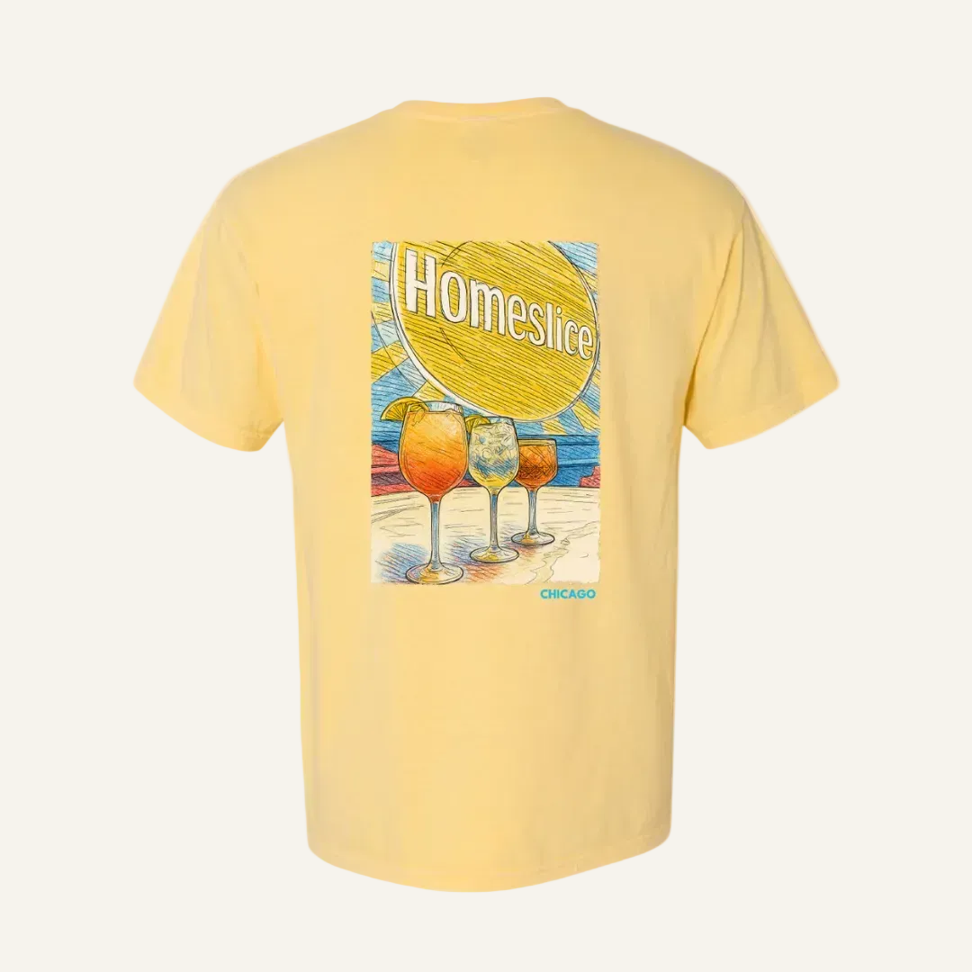 yellow homeslice mural tee