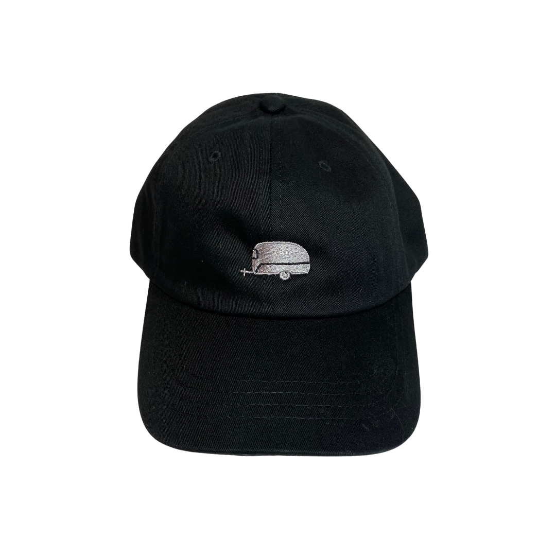 black camper dad hat