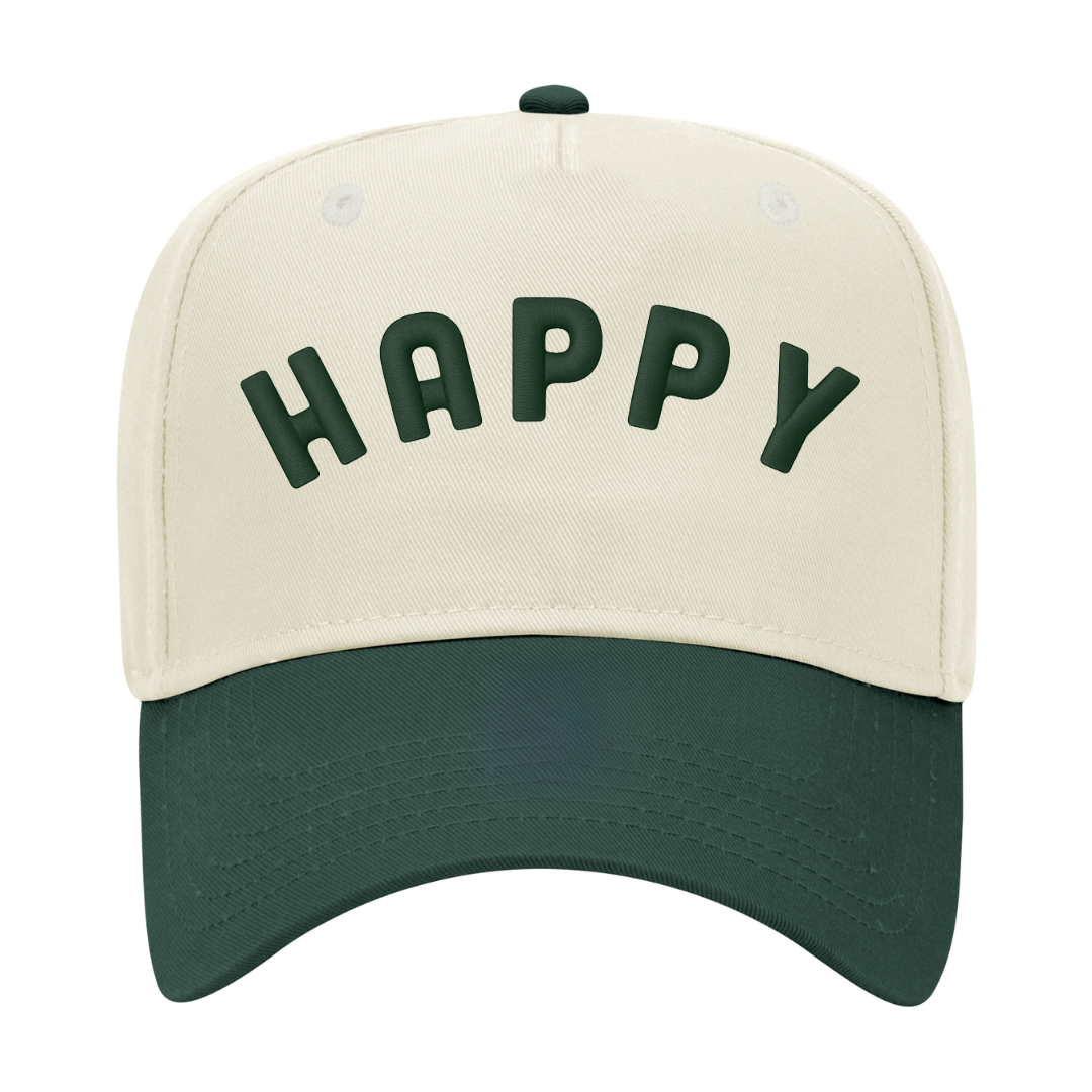 green happy two tone hat
