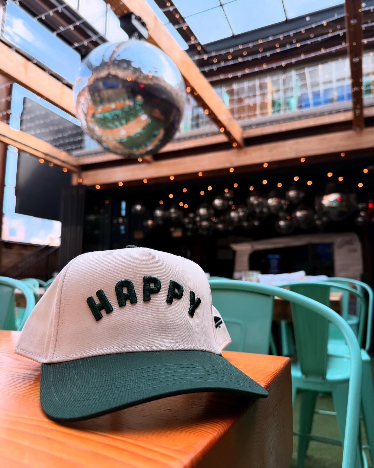 green happy two tone hat