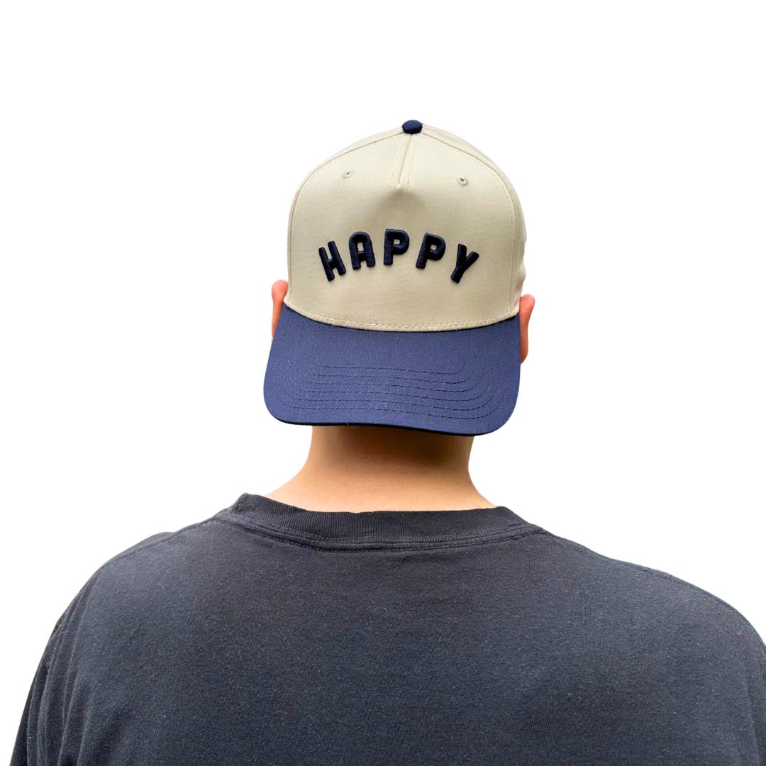 navy happy two-tone hat