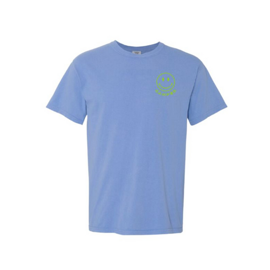 neon smiley tee