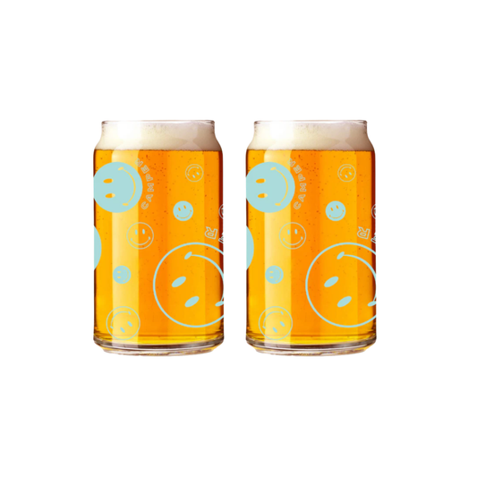 2-pack aqua smiley can glasses