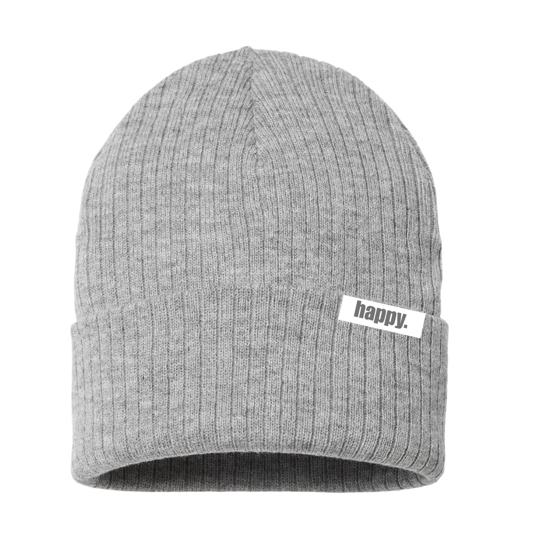 grey happy beanie