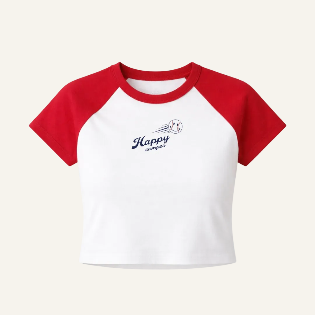 red baseball baby tee
