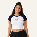 navy baseball baby tee