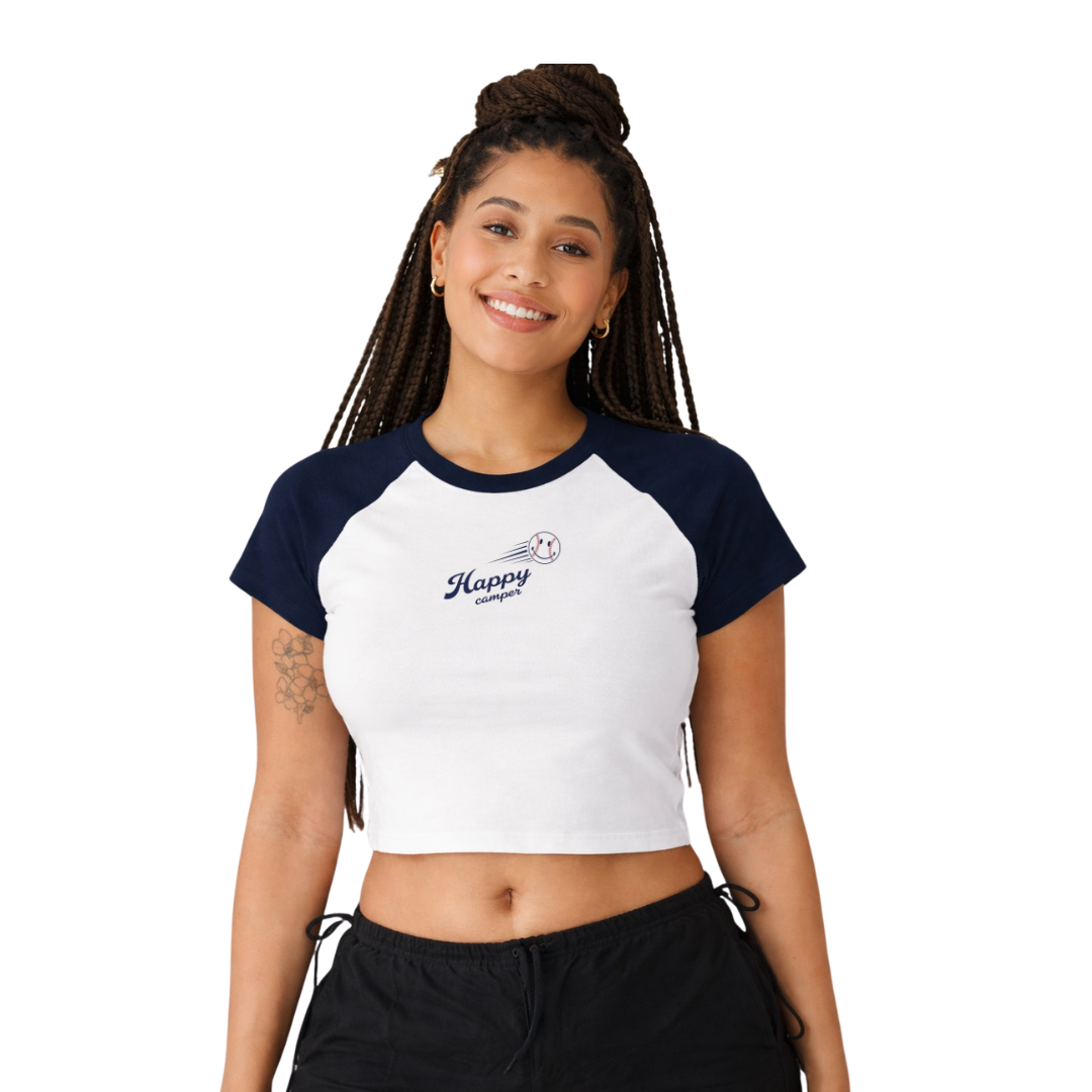 navy baseball baby tee
