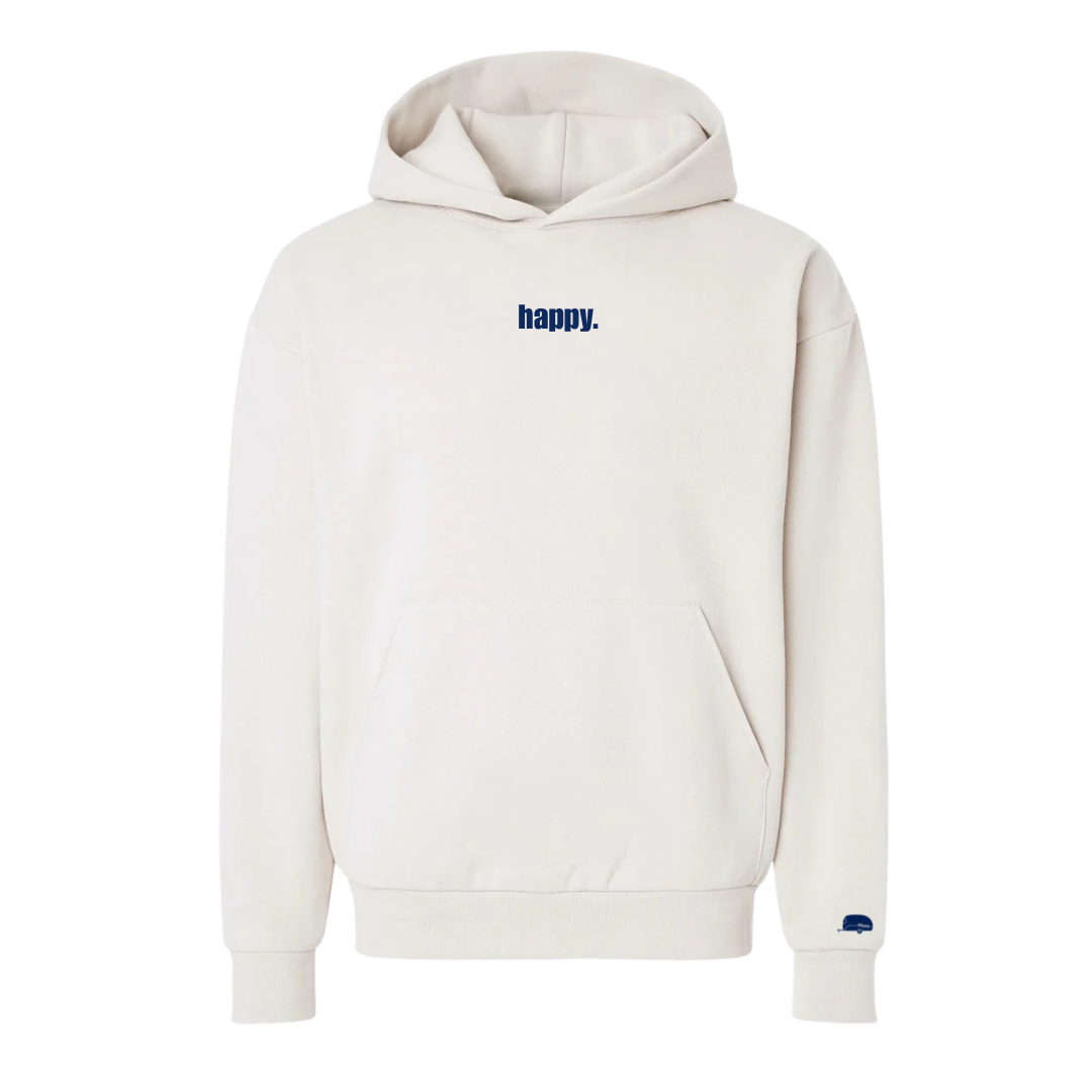 happy embroidered hoodie