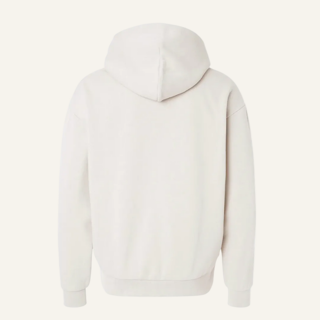 happy embroidered hoodie cream