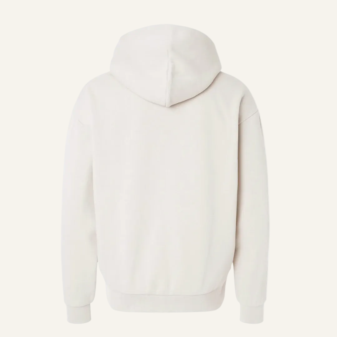 happy embroidered hoodie cream
