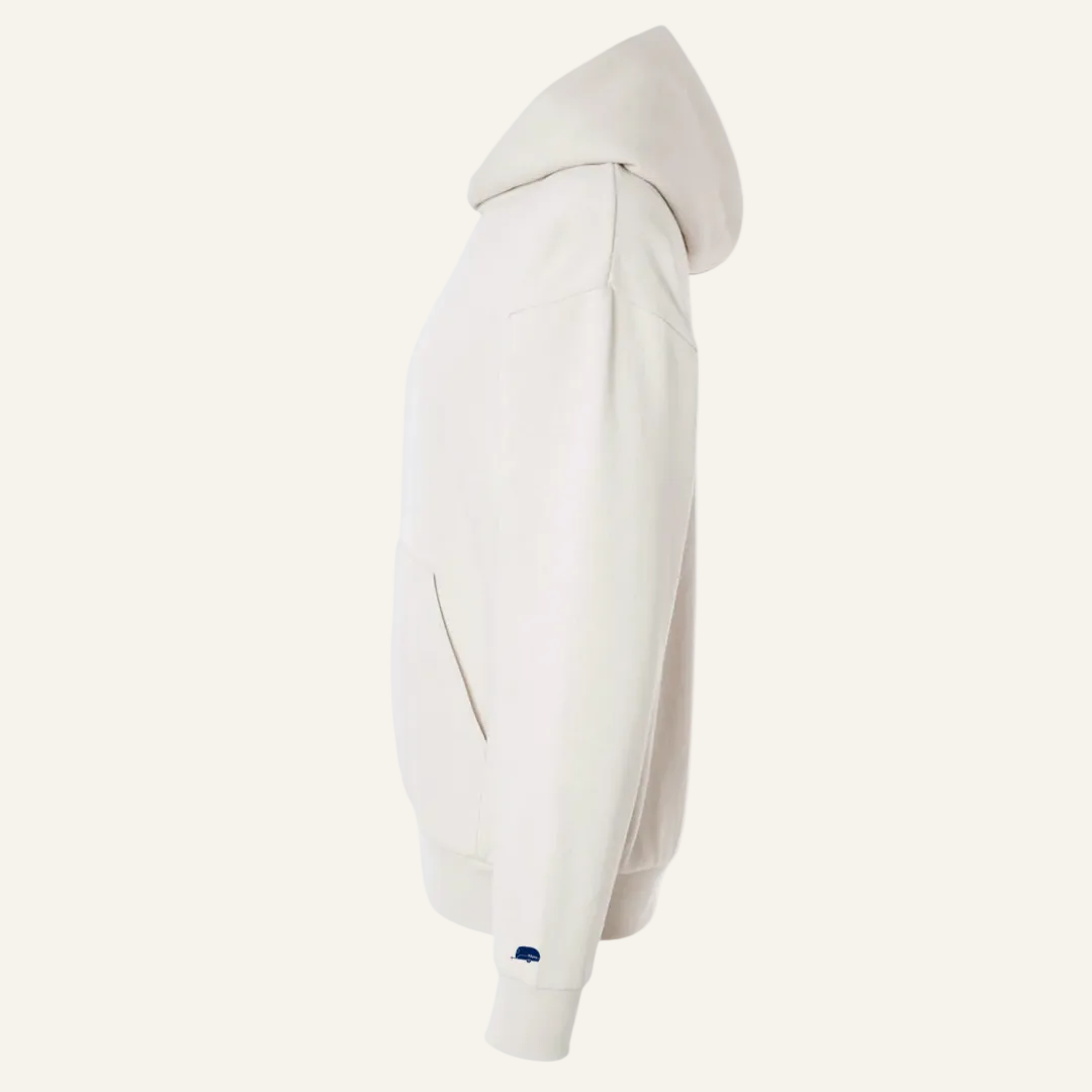 happy embroidered hoodie cream