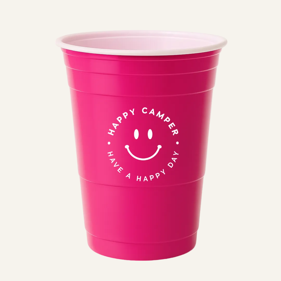 pink happy camper cup