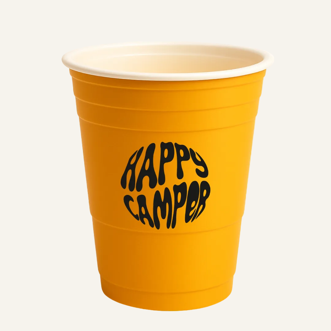 yellow happy camper cup