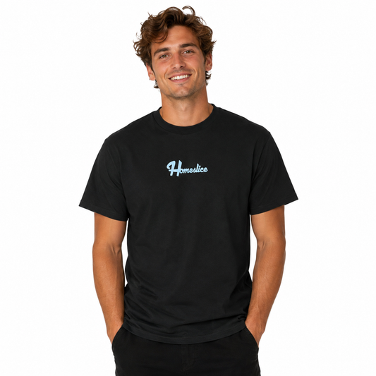 black homeslice logo tee
