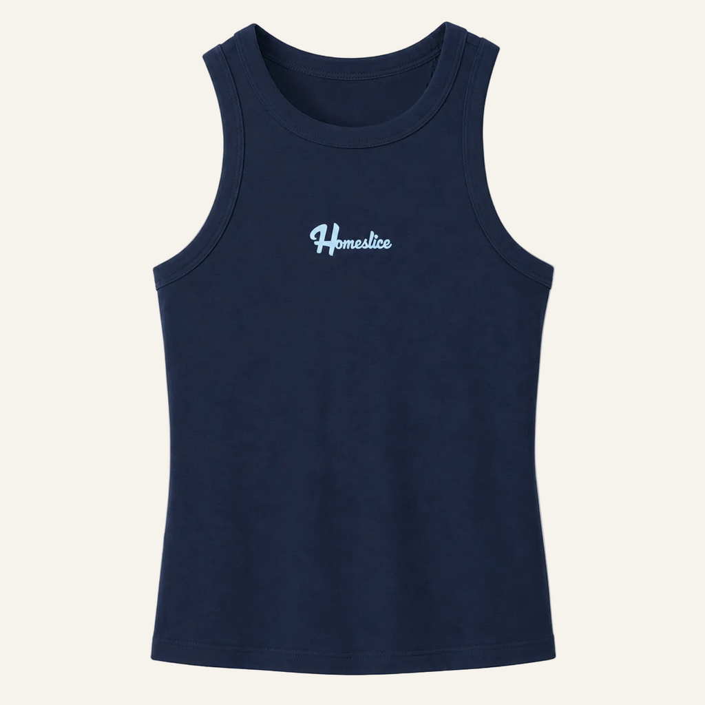 navy homeslice logo tank