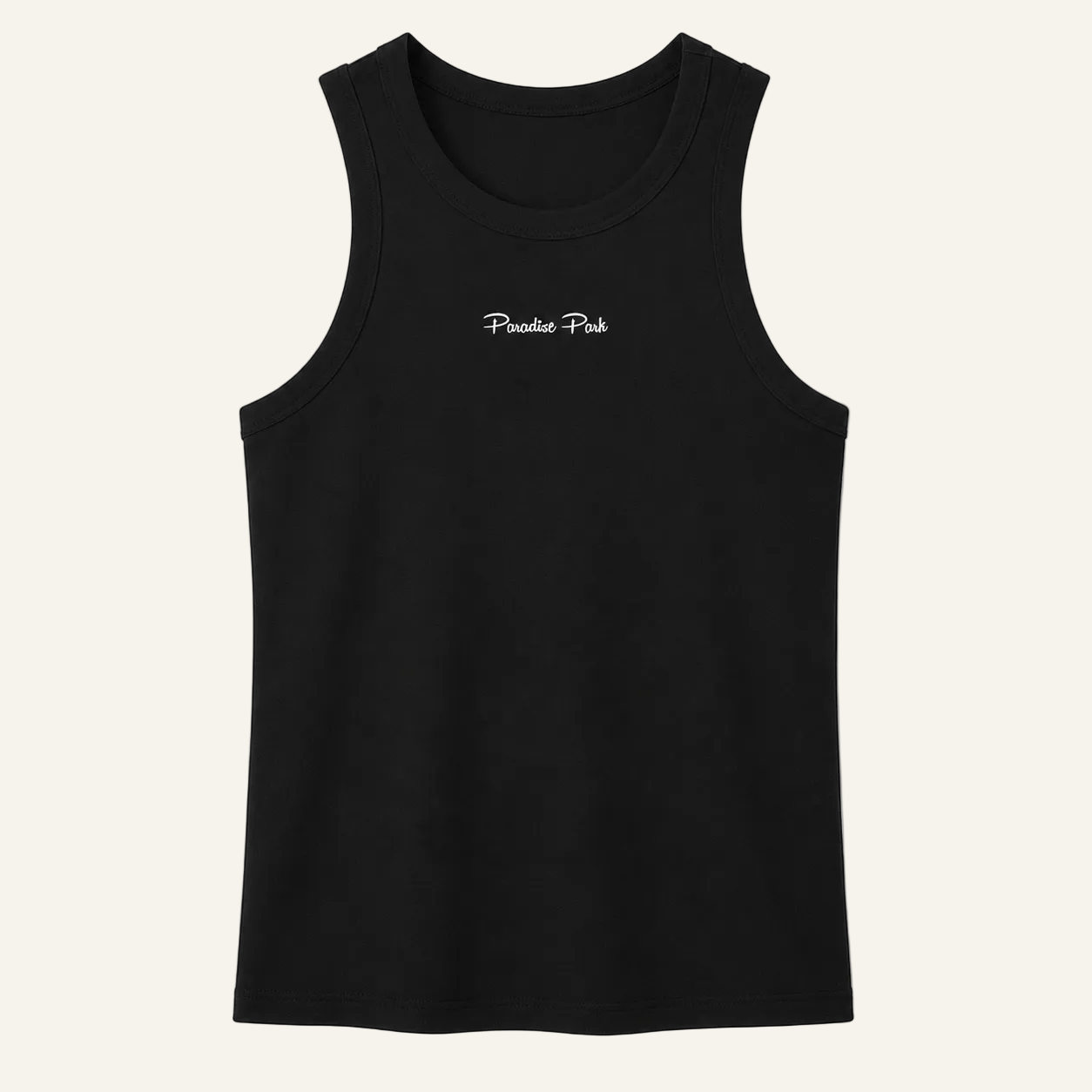 paradise park black logo tank