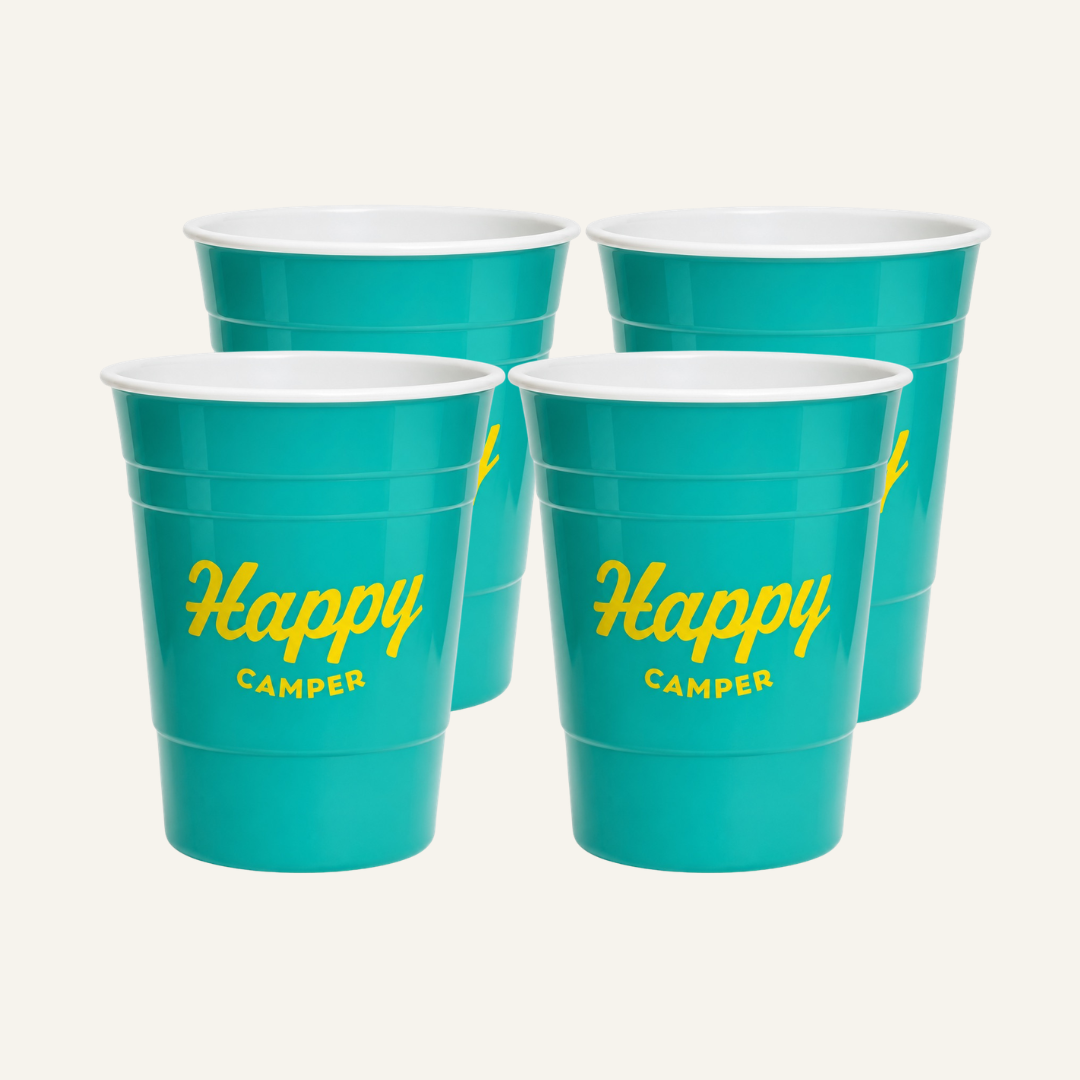 4-pack teal happy camper cups