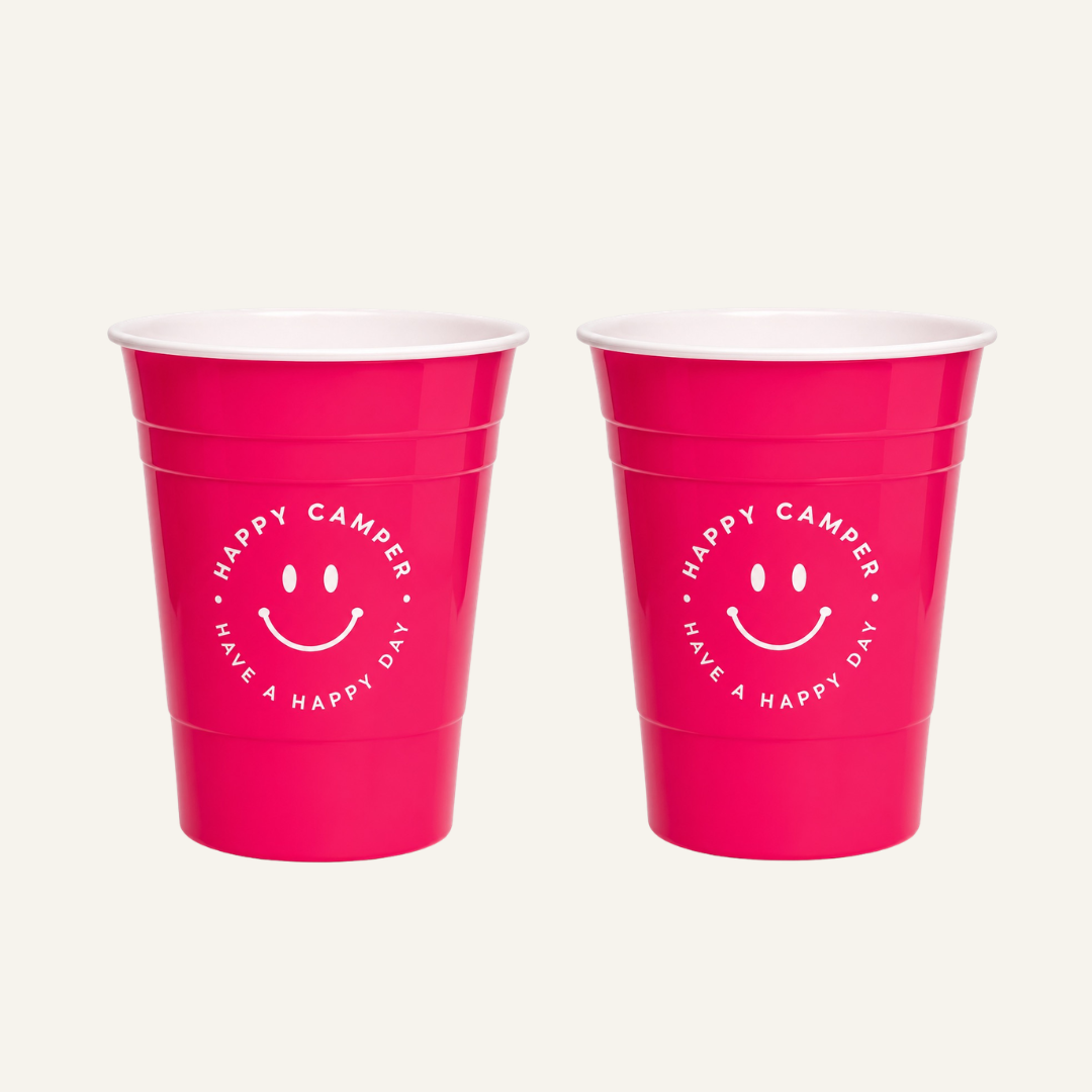 2-pack pink happy camper cups