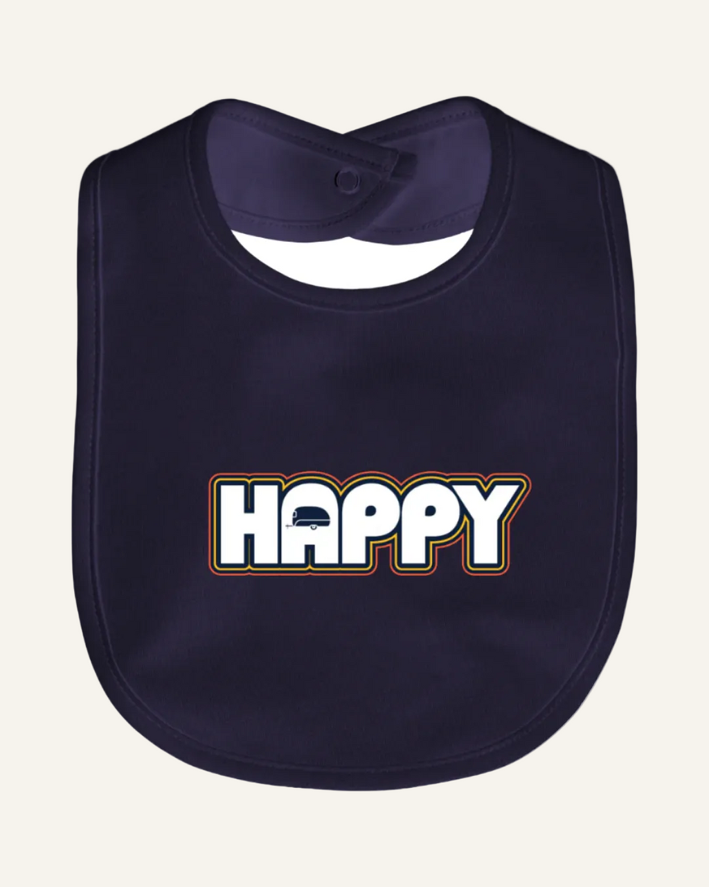 vintage happy logo navy baby bib