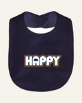 vintage happy logo navy baby bib