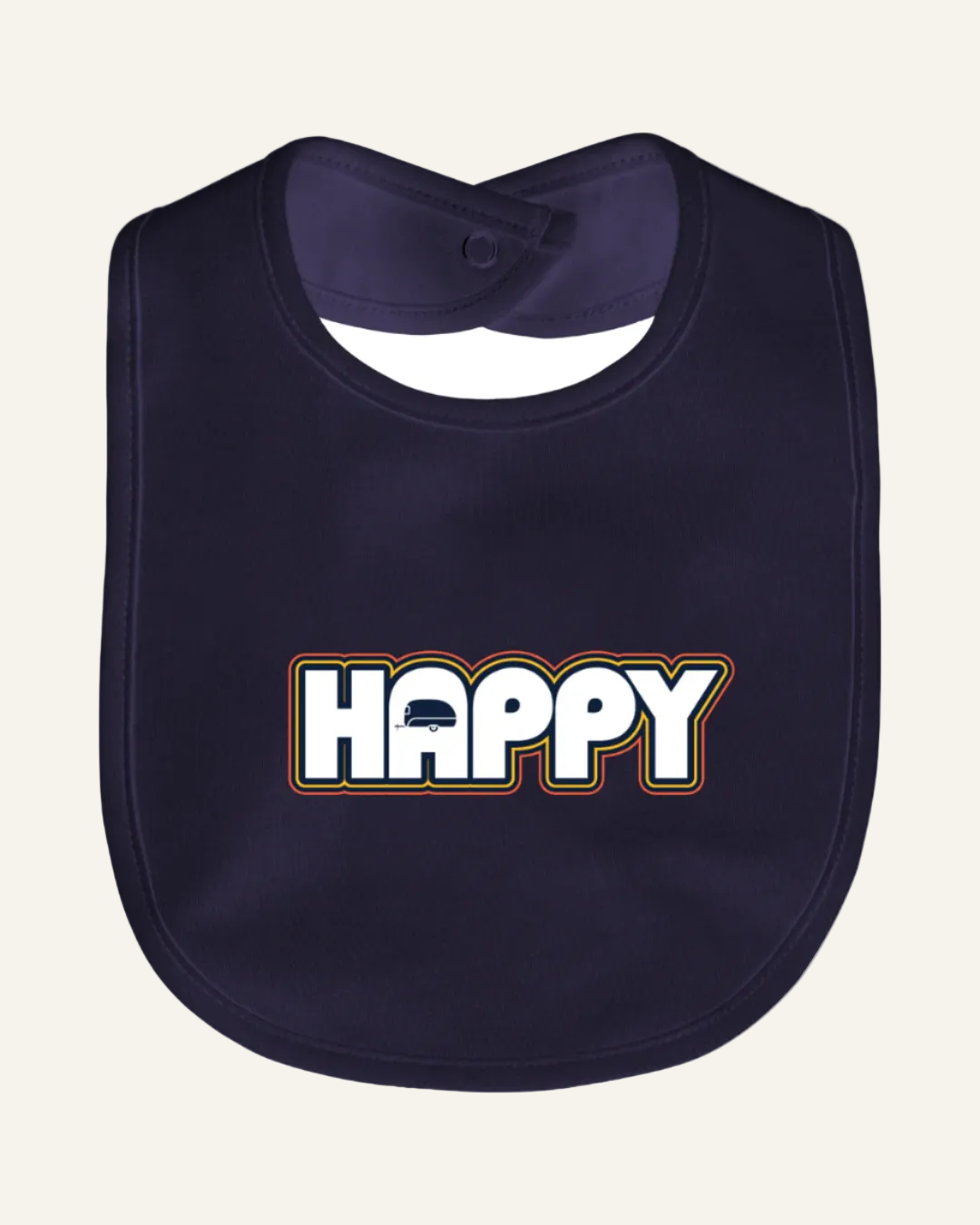 vintage happy logo navy baby bib