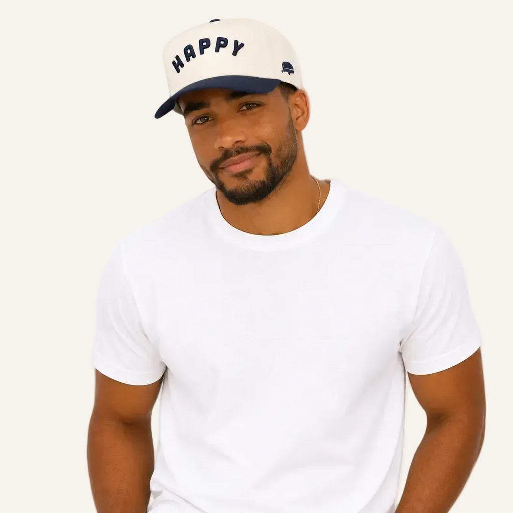 navy two tone happy hat