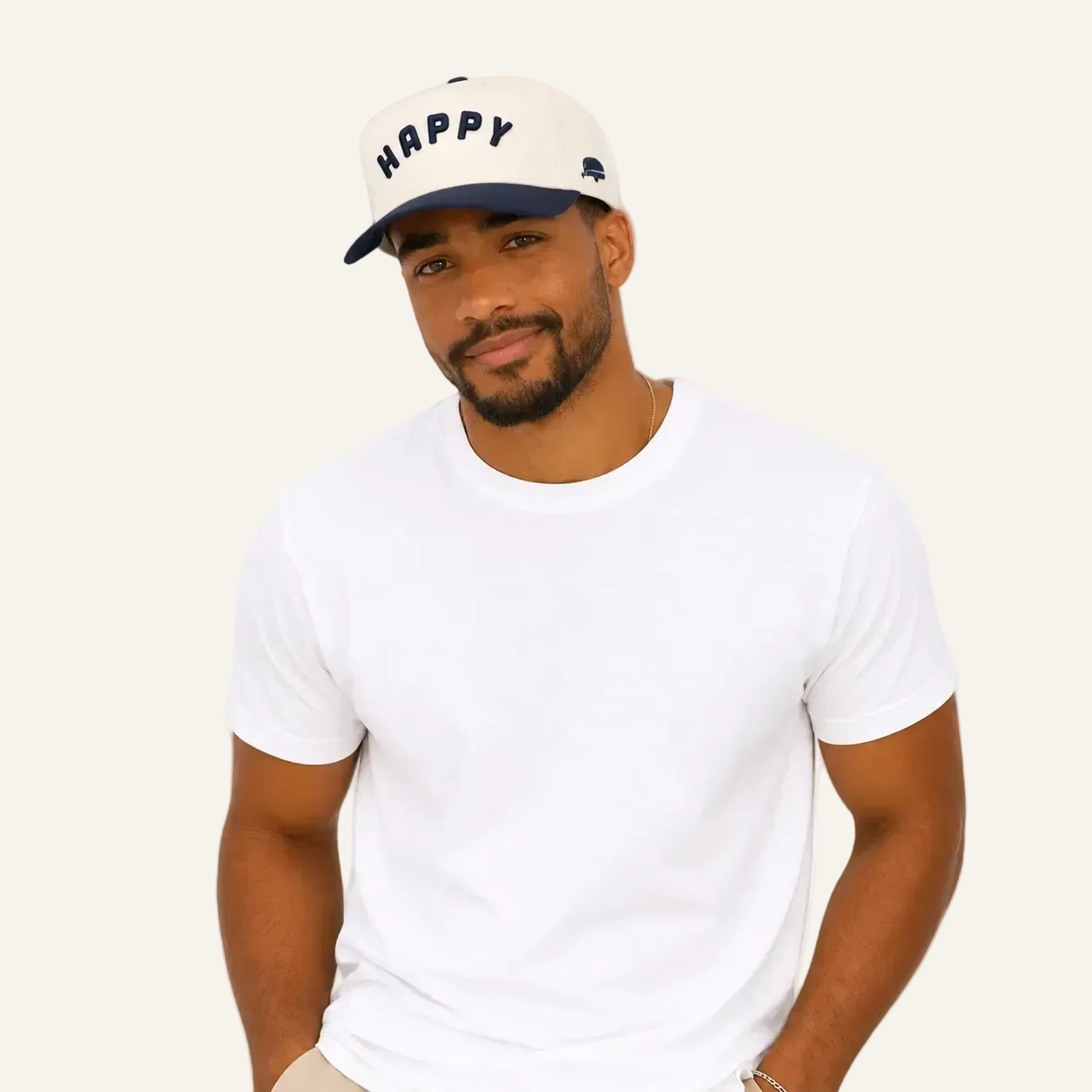 navy two tone happy hat