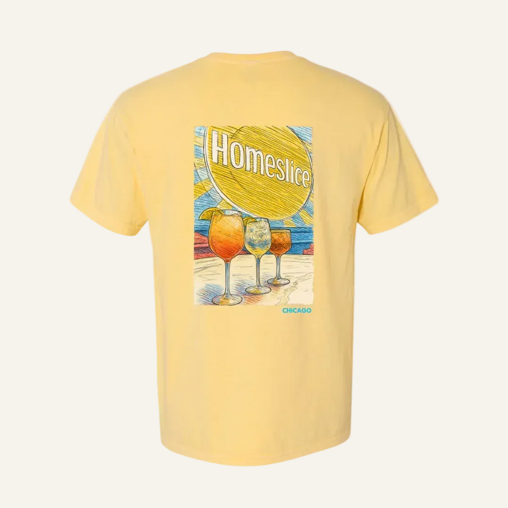 yellow homeslice mural tee