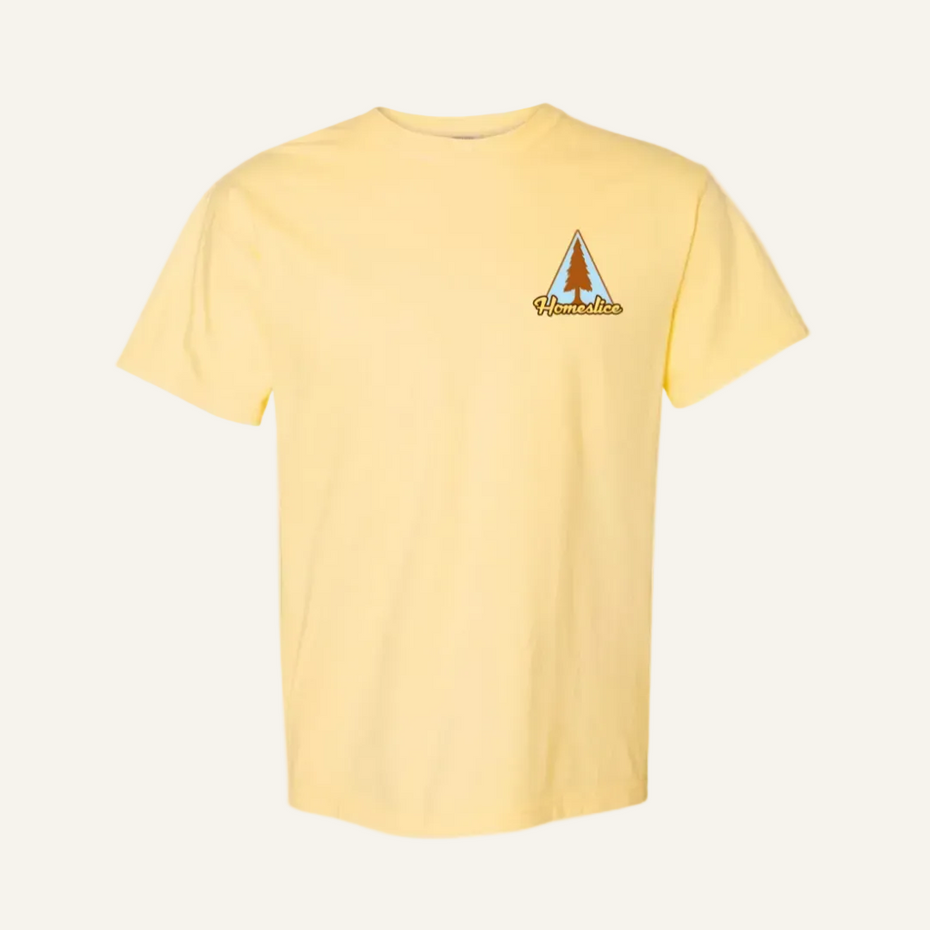 yellow homeslice mural tee
