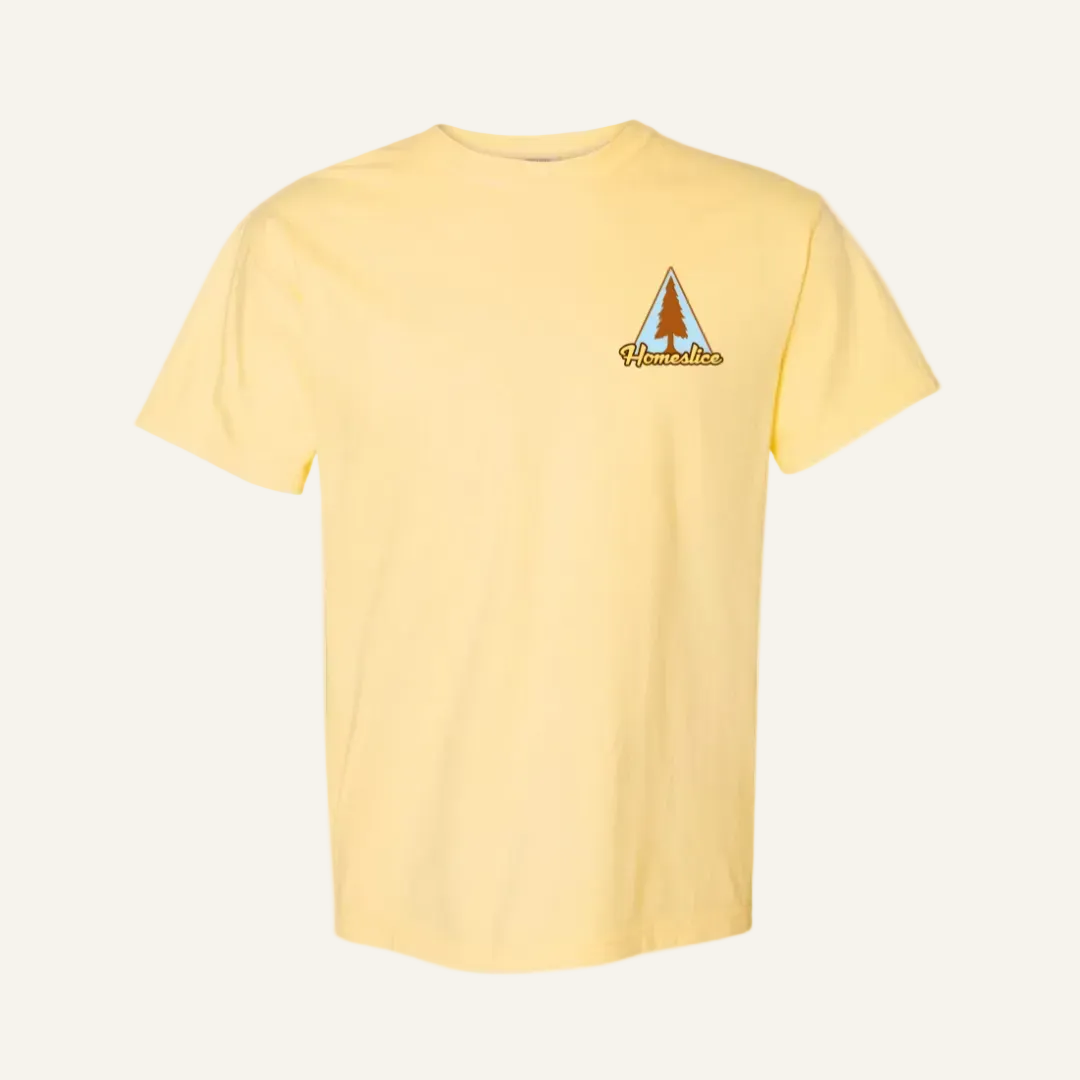 yellow homeslice mural tee