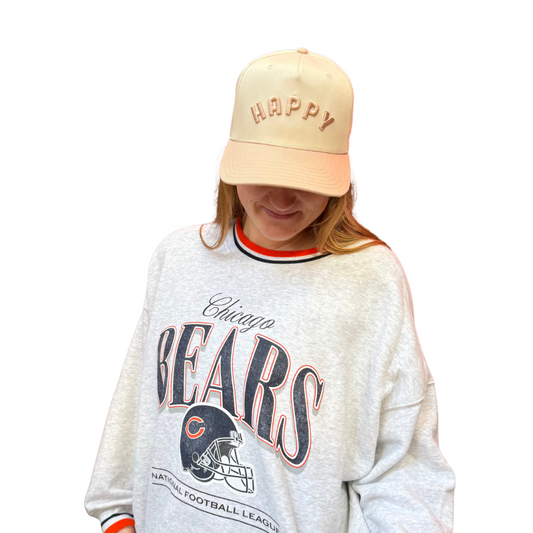 neutral two tone happy hat