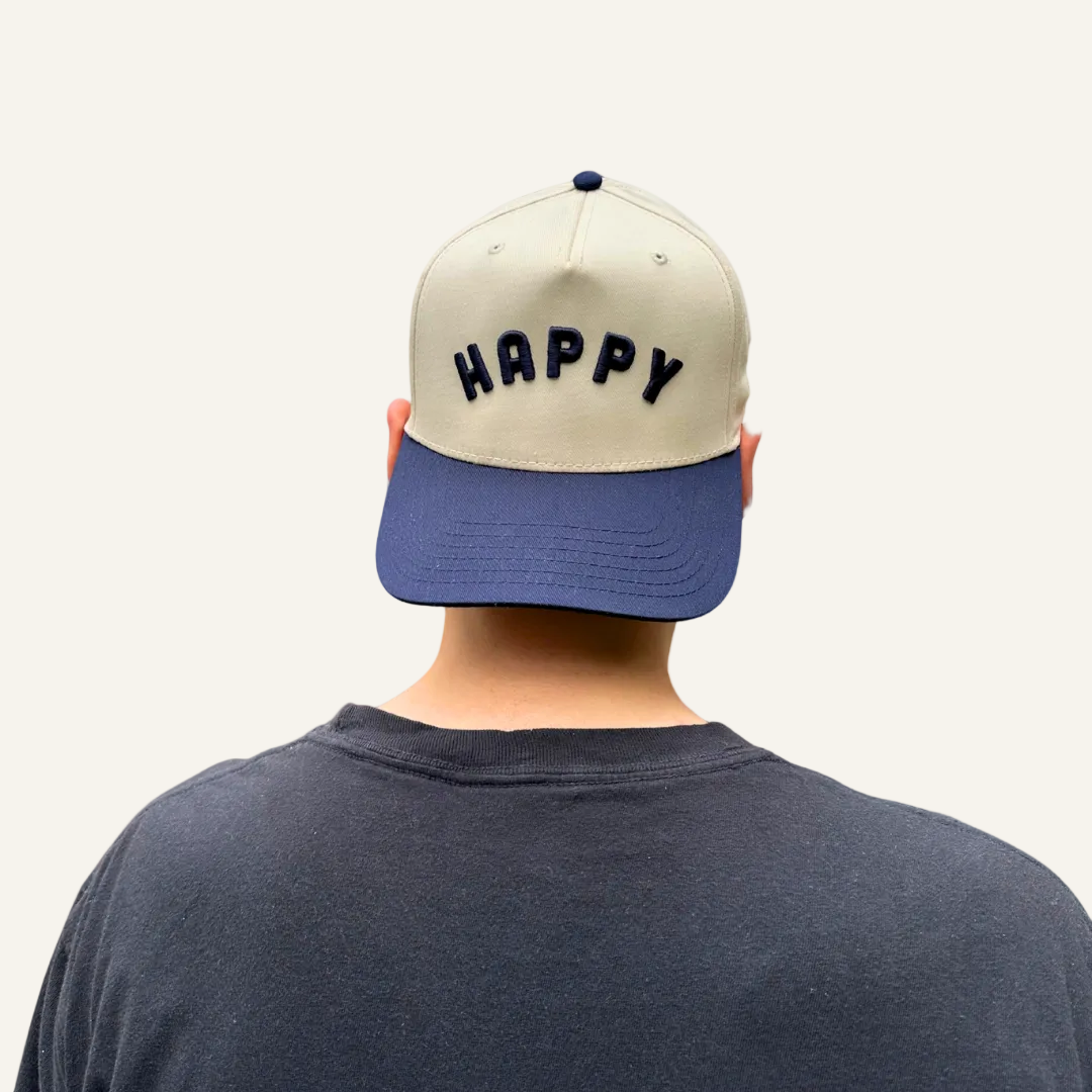 navy two tone happy hat