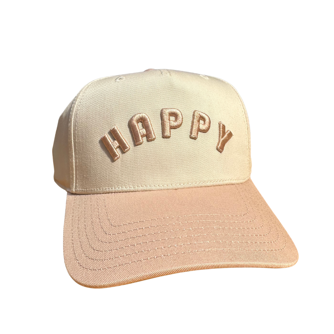 neutral two tone happy hat