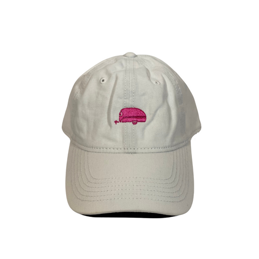 white & pink dad hat