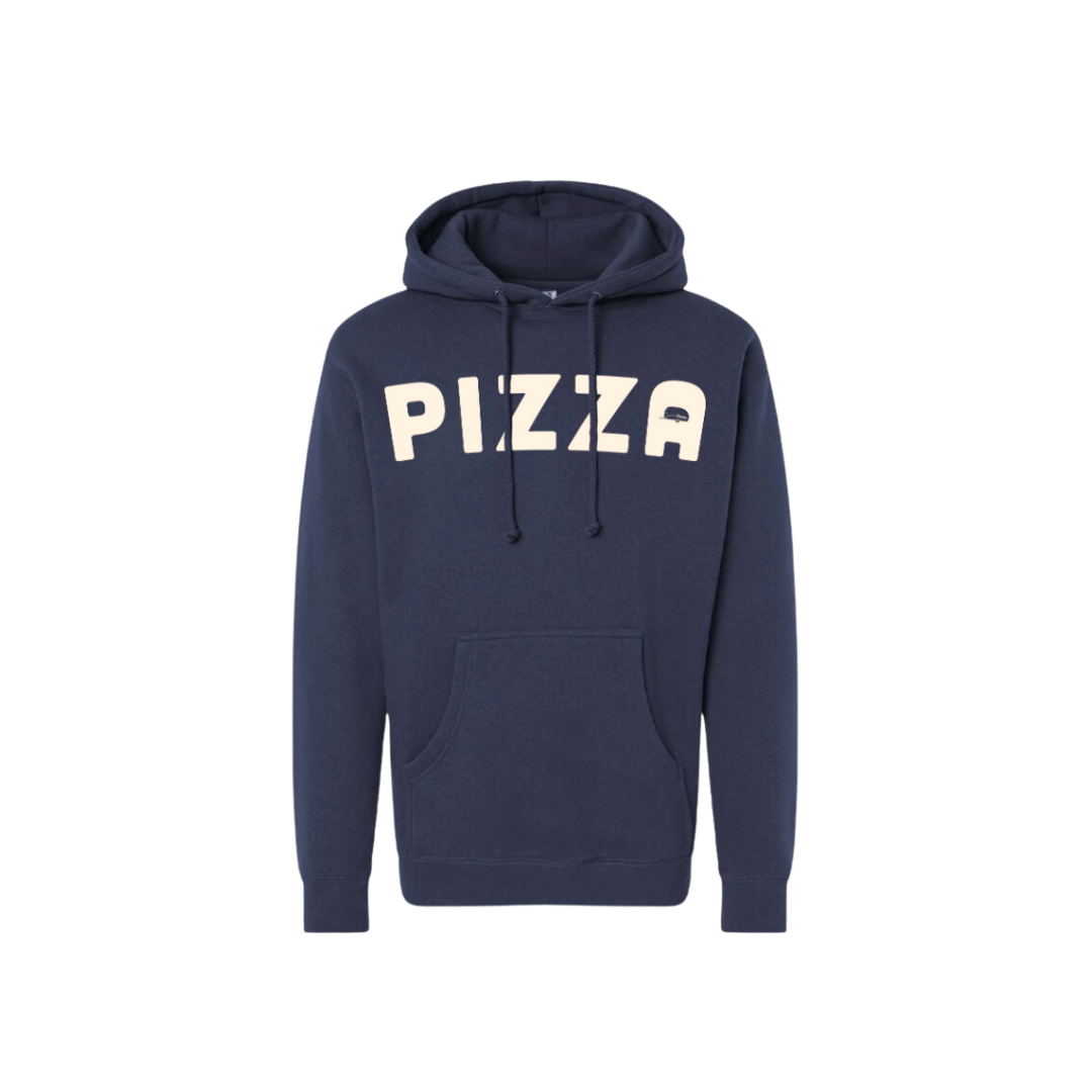 navy pizza hoodie