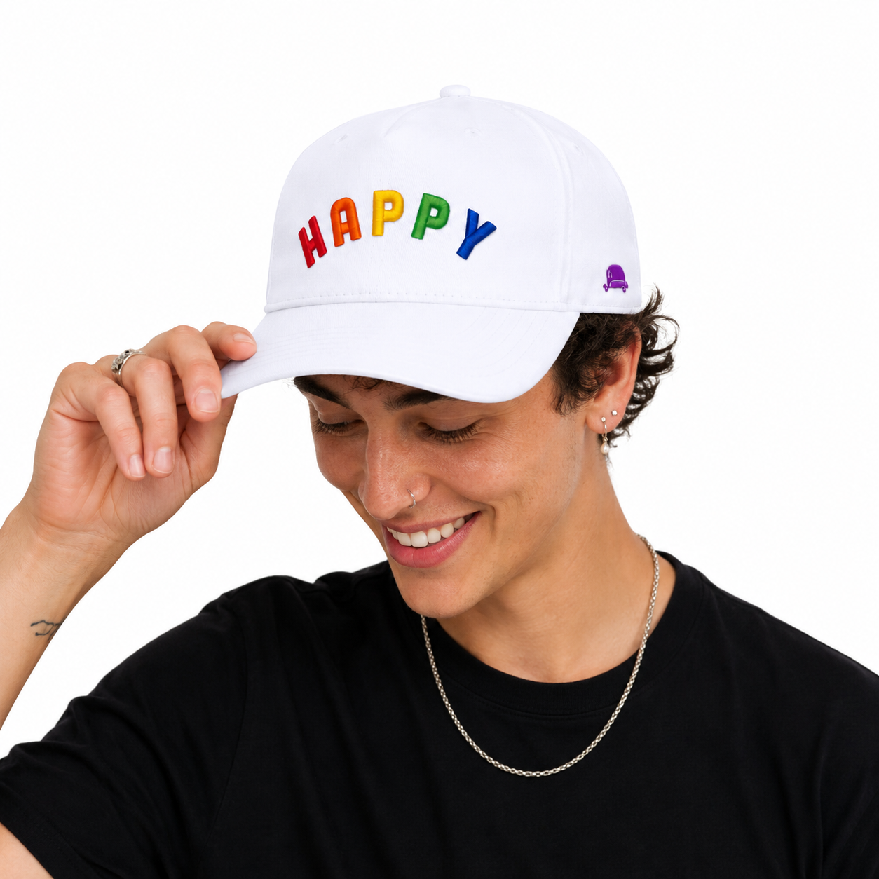 rainbow happy hat