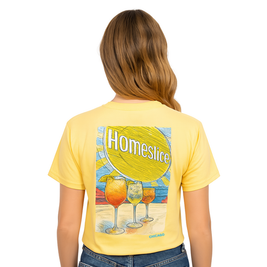 yellow homeslice mural tee