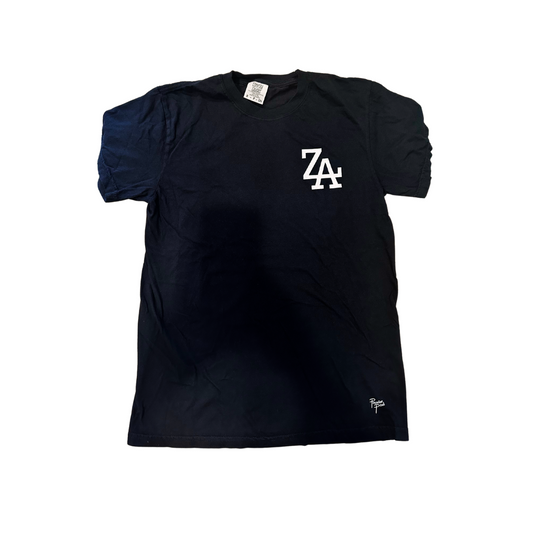 black 'za shirt with paradise logo